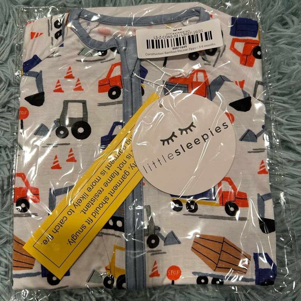 NEW 3-6 Little Sleepies Construction Zippy